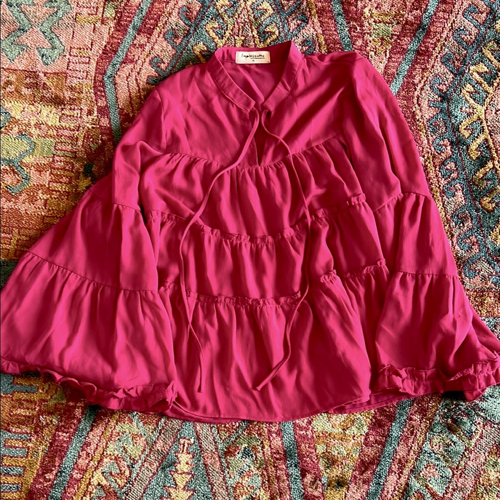 Impressions Pink Tiered Blouse